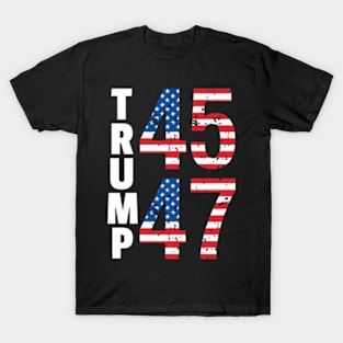 45 47 I Stand With Trump 2024 American Flag Patriotic 2024 Pullover Hoodie T-Shirt